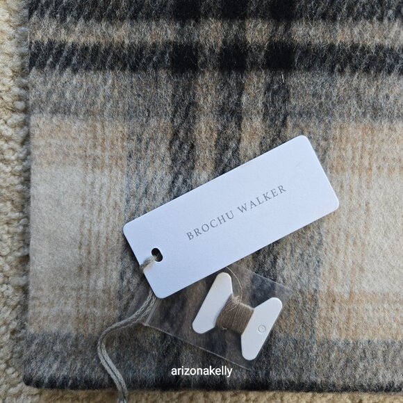 NWT Brochu Walker Stowe Wool Scarf in Heritage Plaid Tan Black - Picture 3 of 13